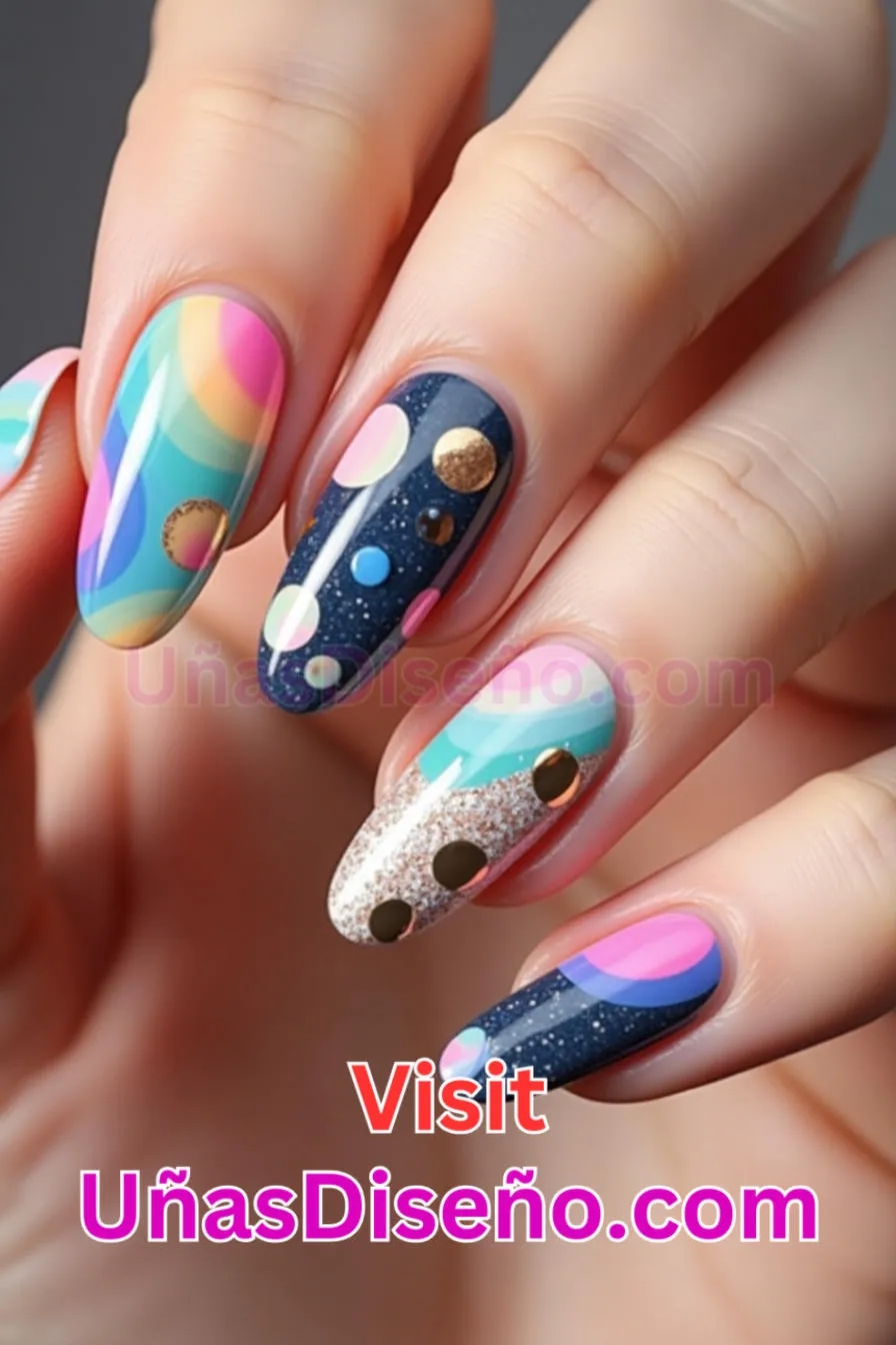 2. Puntos abstractos en capas - 12 modernos diseños de uñas transparentes con motivos y detalles únicos 6.jpeg