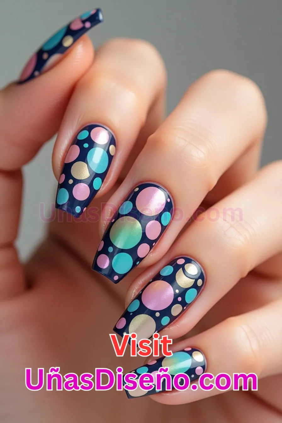 2. Puntos abstractos en capas - 12 modernos diseños de uñas transparentes con motivos y detalles únicos 7.jpeg