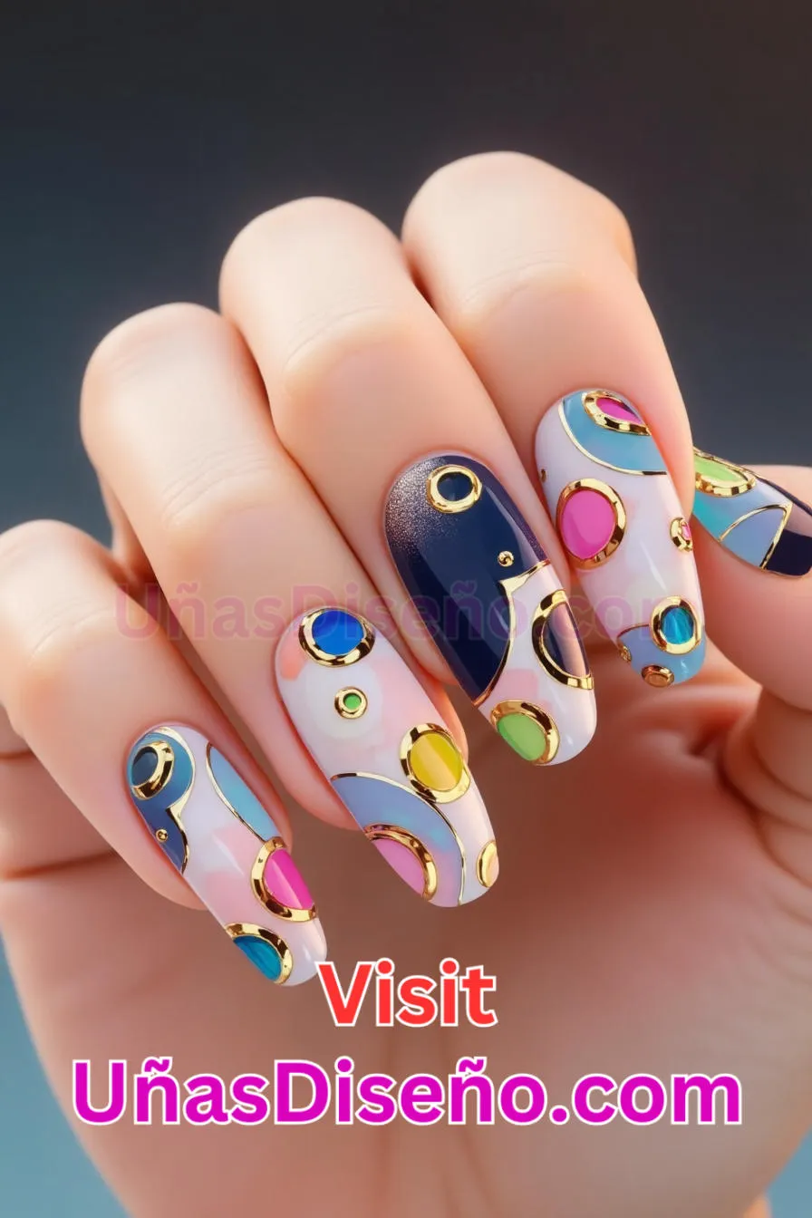 2. Puntos abstractos en capas - 12 modernos diseños de uñas transparentes con motivos y detalles únicos 9.jpeg