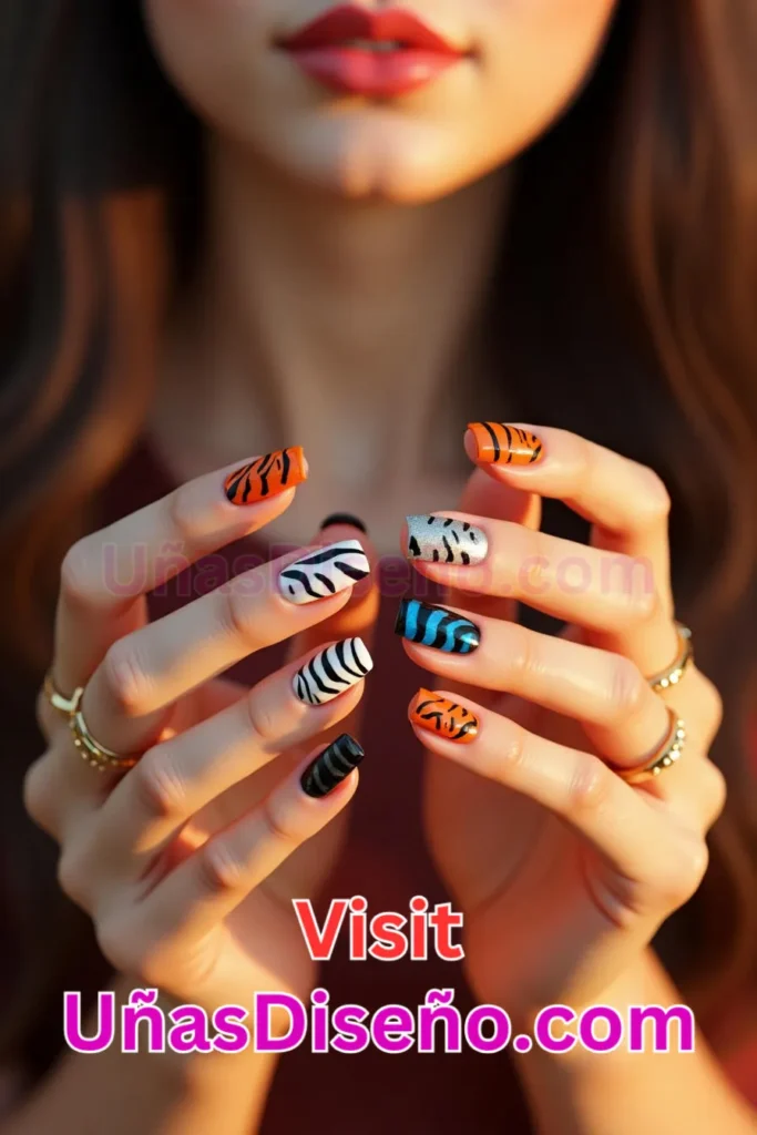 2. Tigre Diseños de uñas - 51 Diseños de uñas con estampado animal para combinar a la perfección con tus vestidos (2).jpeg