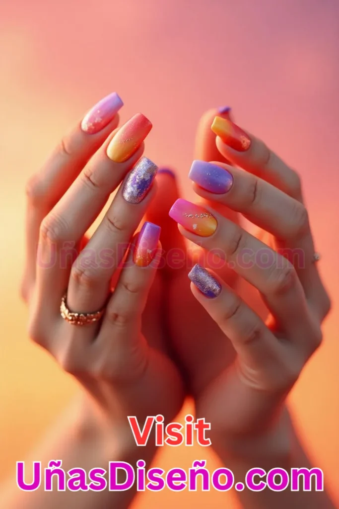 2. Vibrante Atardecer Ombre - 25 fascinantes ideas de esmaltes de uñas de gel para un look de salón perfecto (2).jpeg