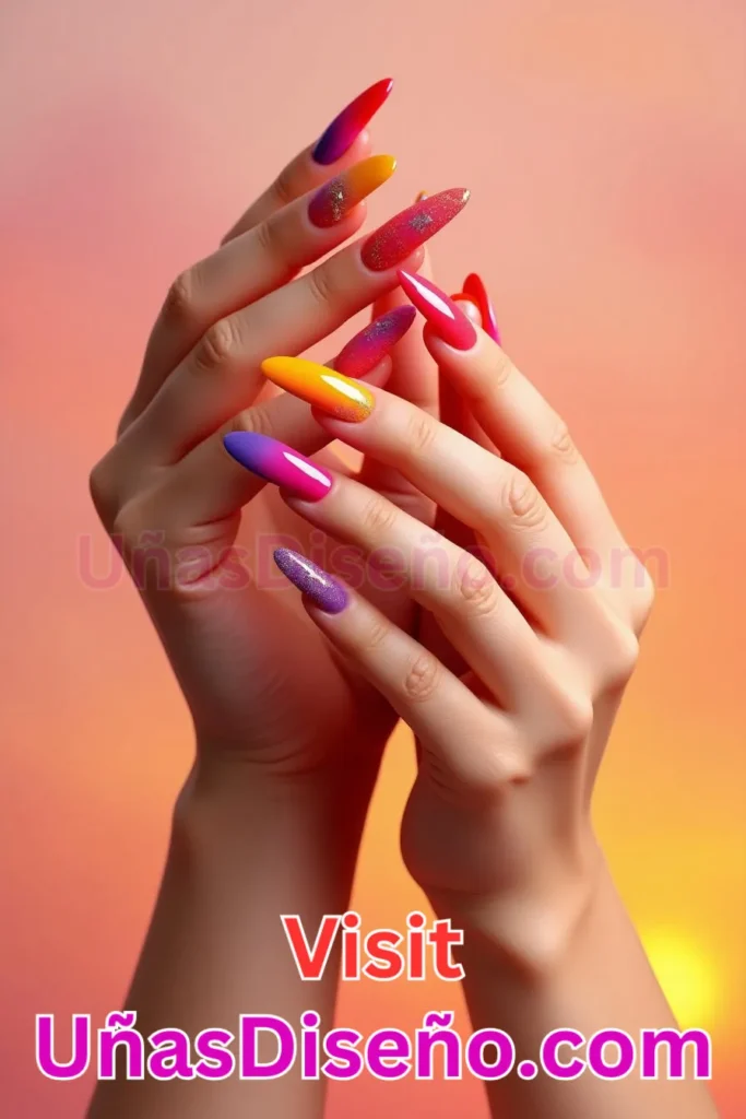 2. Vibrante Atardecer Ombre - 25 fascinantes ideas de esmaltes de uñas de gel para un look de salón perfecto (4).jpeg