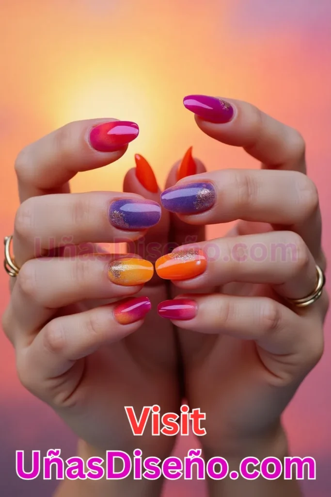 2. Vibrante Atardecer Ombre - 25 fascinantes ideas de esmaltes de uñas de gel para un look de salón perfecto (6).jpeg