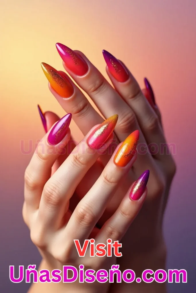 2. Vibrante Atardecer Ombre - 25 fascinantes ideas de esmaltes de uñas de gel para un look de salón perfecto (7).jpeg