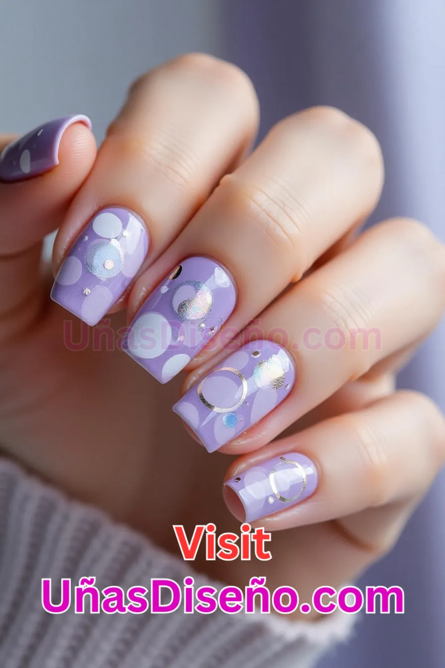 20 Arte de uñas con círculos de lavanda Los 25 Mejores Diseños de Uñas Para Principiantes 3.jpeg