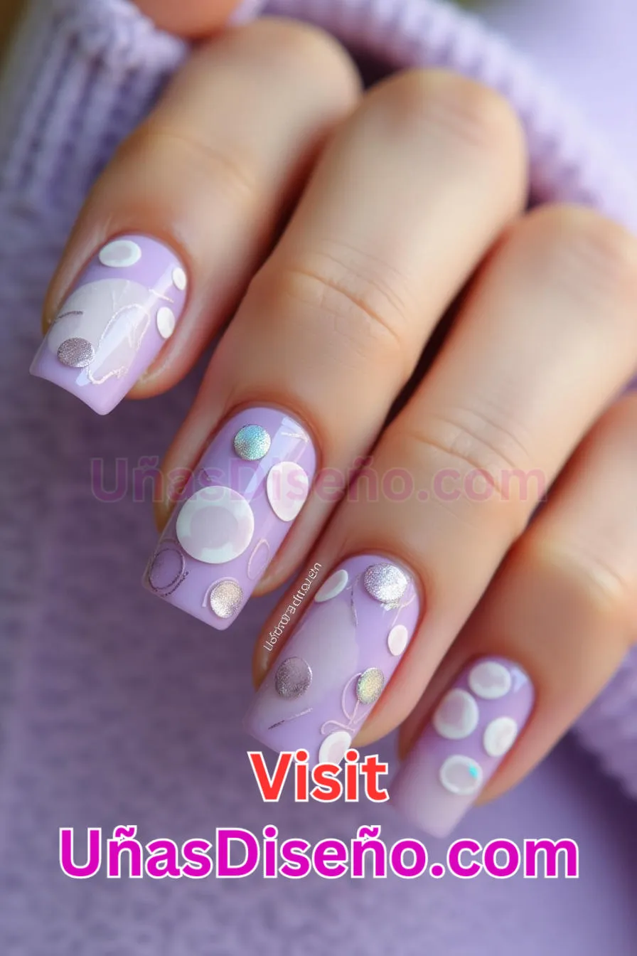 20 Arte de uñas con círculos de lavanda Los 25 Mejores Diseños de Uñas Para Principiantes 7.jpeg