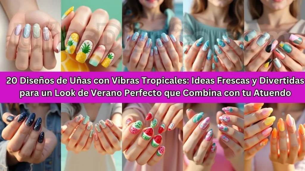 20 Diseños de Uñas con Vibras Tropicales: Ideas Frescas y Divertidas para un Look de Verano Perfecto que Combina con tu Atuendo