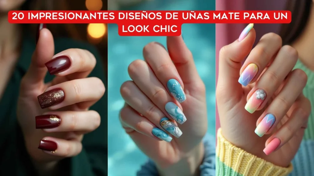 20 impresionantes diseños de uñas mate para un look chic