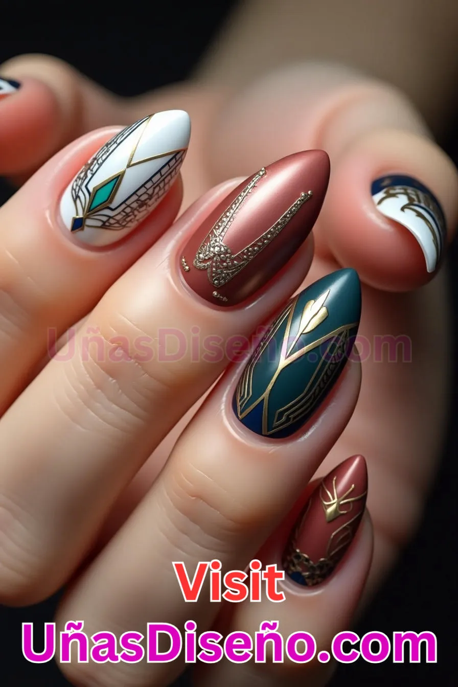 20. Extravagancia Art Déco - Tendencias 2025 30 Estilos de Uñas Almendra que Marcan la Diferencia (1).jpeg