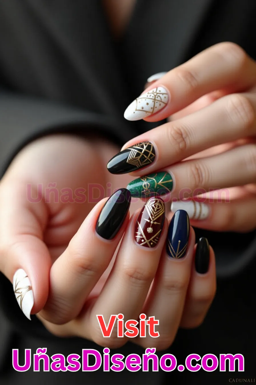 20. Extravagancia Art Déco - Tendencias 2025 30 Estilos de Uñas Almendra que Marcan la Diferencia (2).jpeg