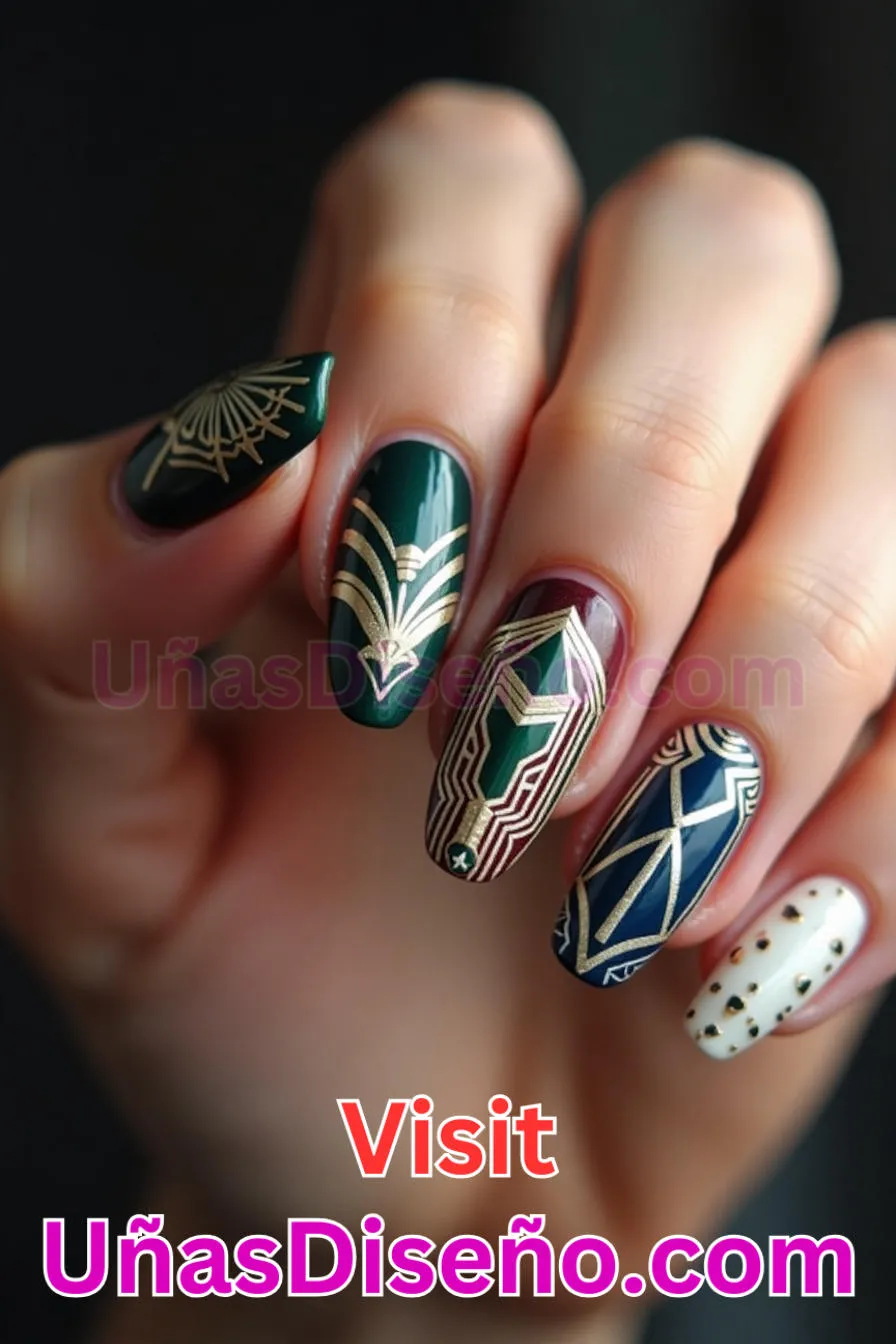 20. Extravagancia Art Déco - Tendencias 2025 30 Estilos de Uñas Almendra que Marcan la Diferencia (8).jpeg