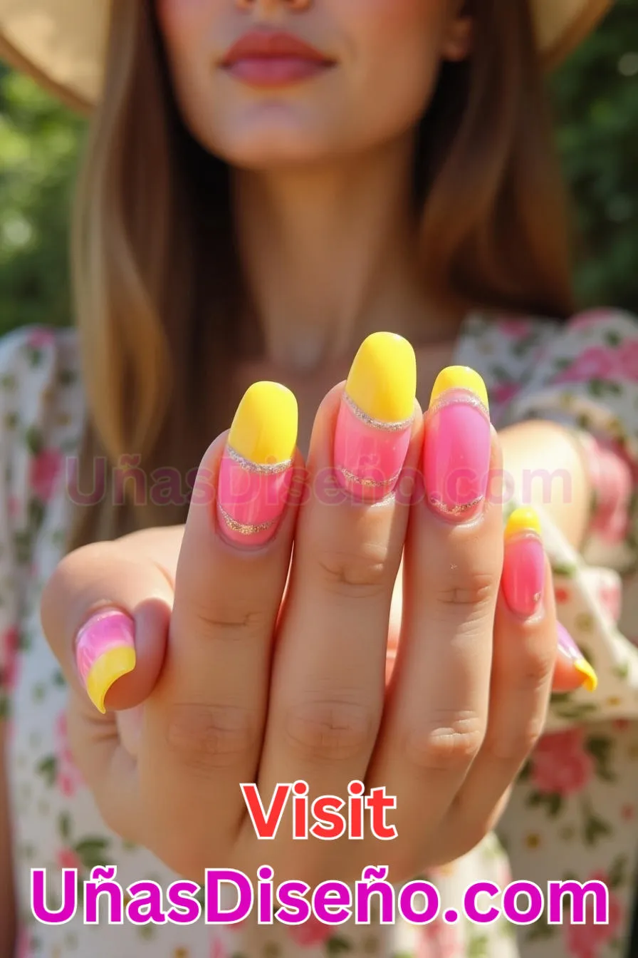 20. Manicura Francesa Amarilla y Rosa (10)