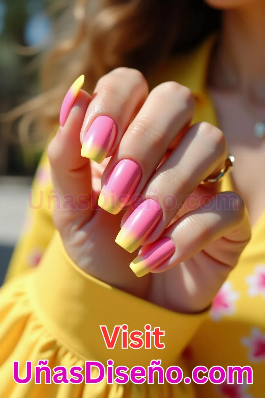 20. Manicura Francesa Amarilla y Rosa (2)