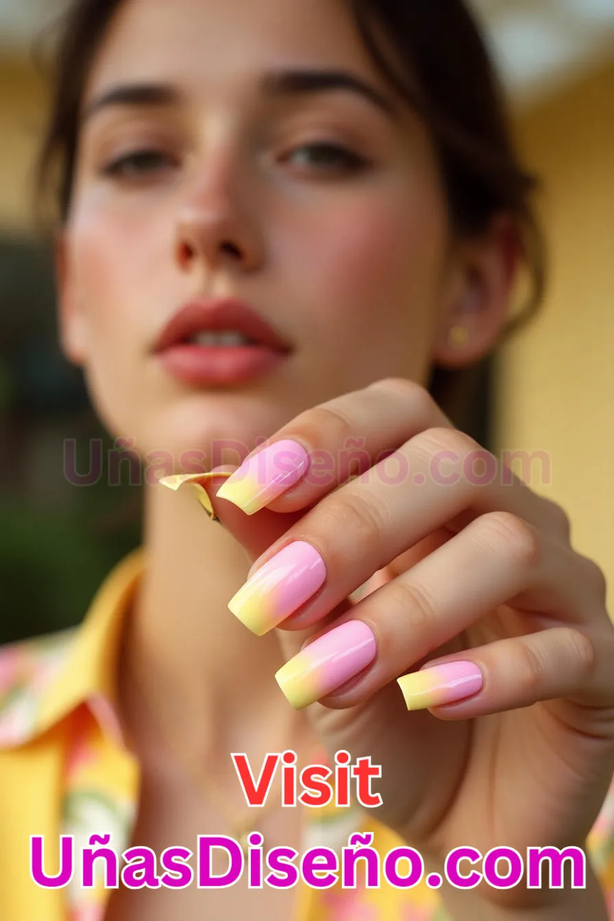 20. Manicura Francesa Amarilla y Rosa (3)