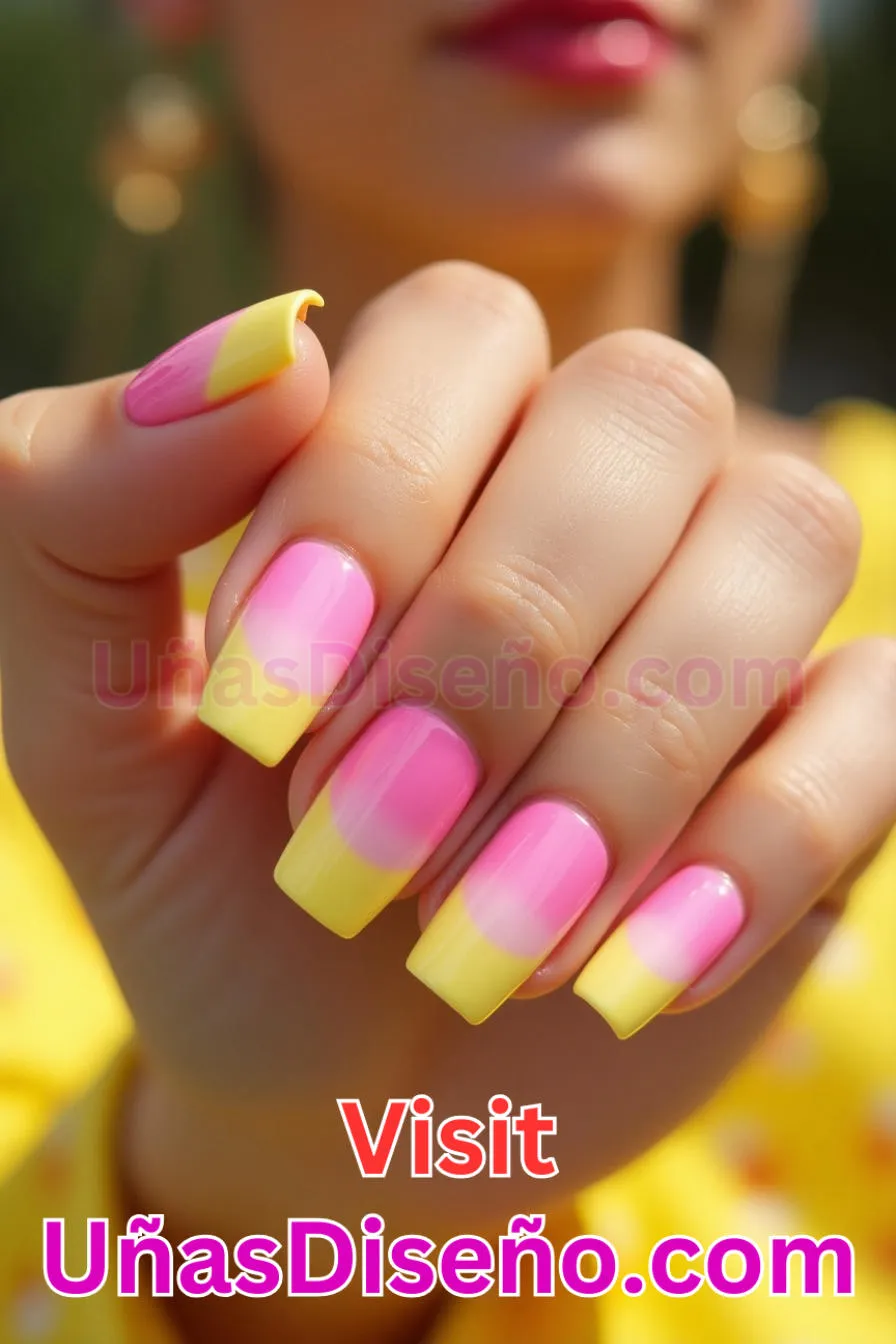 20. Manicura Francesa Amarilla y Rosa (5)