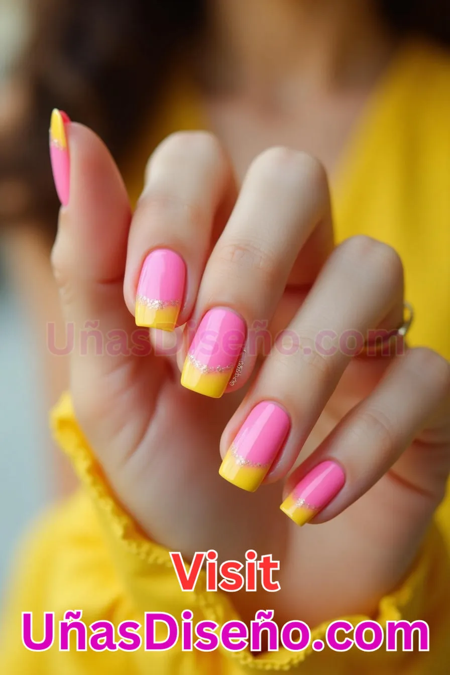 20. Manicura Francesa Amarilla y Rosa (9)