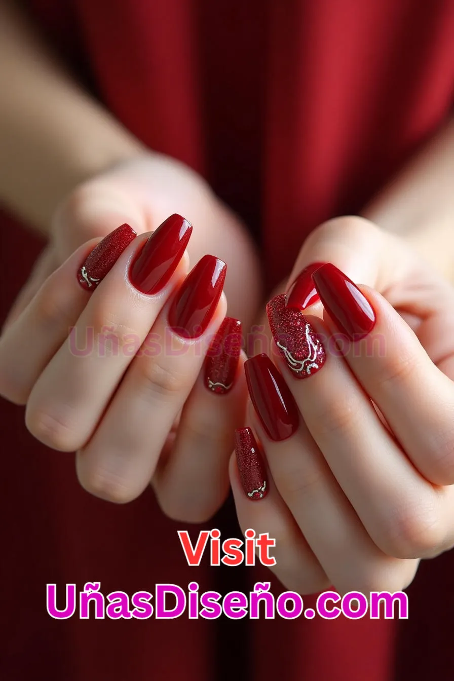 21 Diseños de uñas acrílicas rojo rubí mejores diseños de uñas acrílicas para una manicura elegante y duradera 7.jpeg