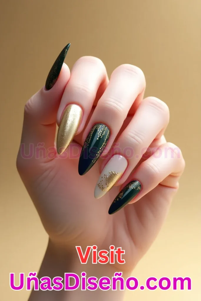 21. Detalle dorado - 25 fascinantes ideas de esmaltes de uñas de gel para un look de salón perfecto (1).jpeg