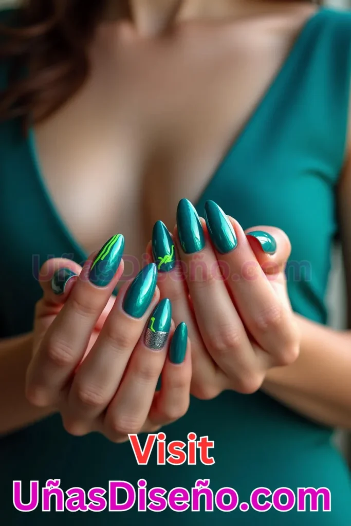 21. Energía Eléctrica Teal - Mejora tu manicura 25 esmaltes de gel y gelatina elegantes y duraderos (4).jpeg