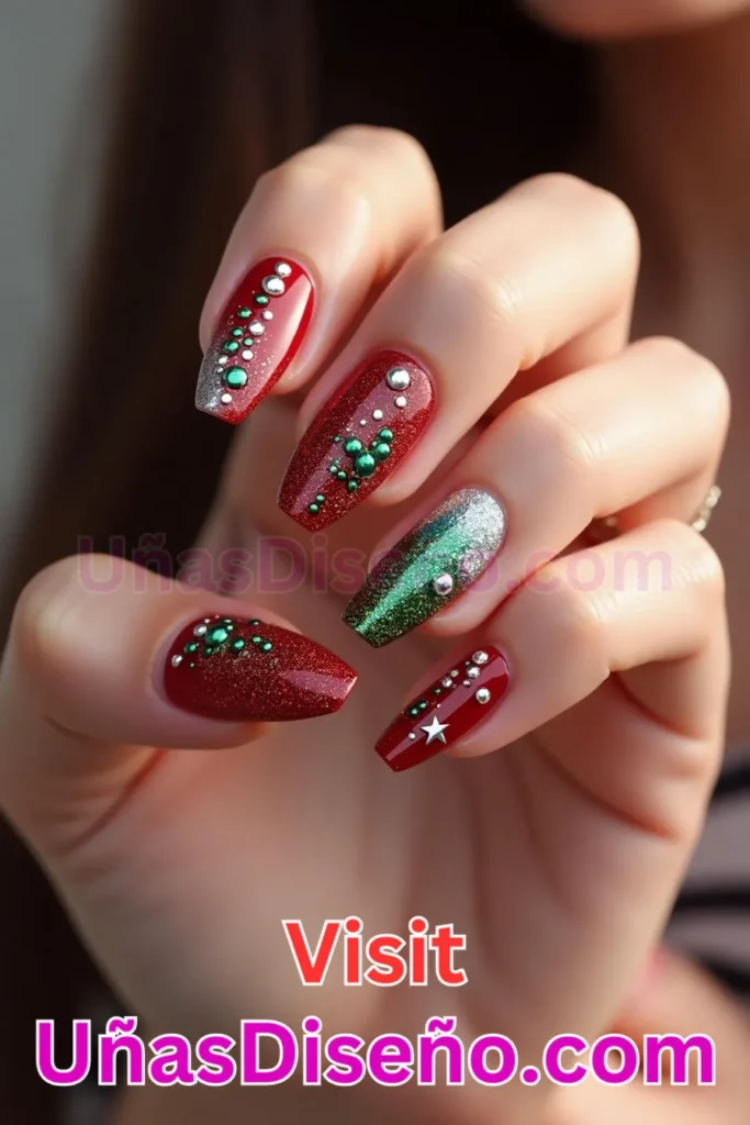 21. Purpurina Granizada en Rojo Sangría Diseños de Uñas Navideñas (2).jpeg