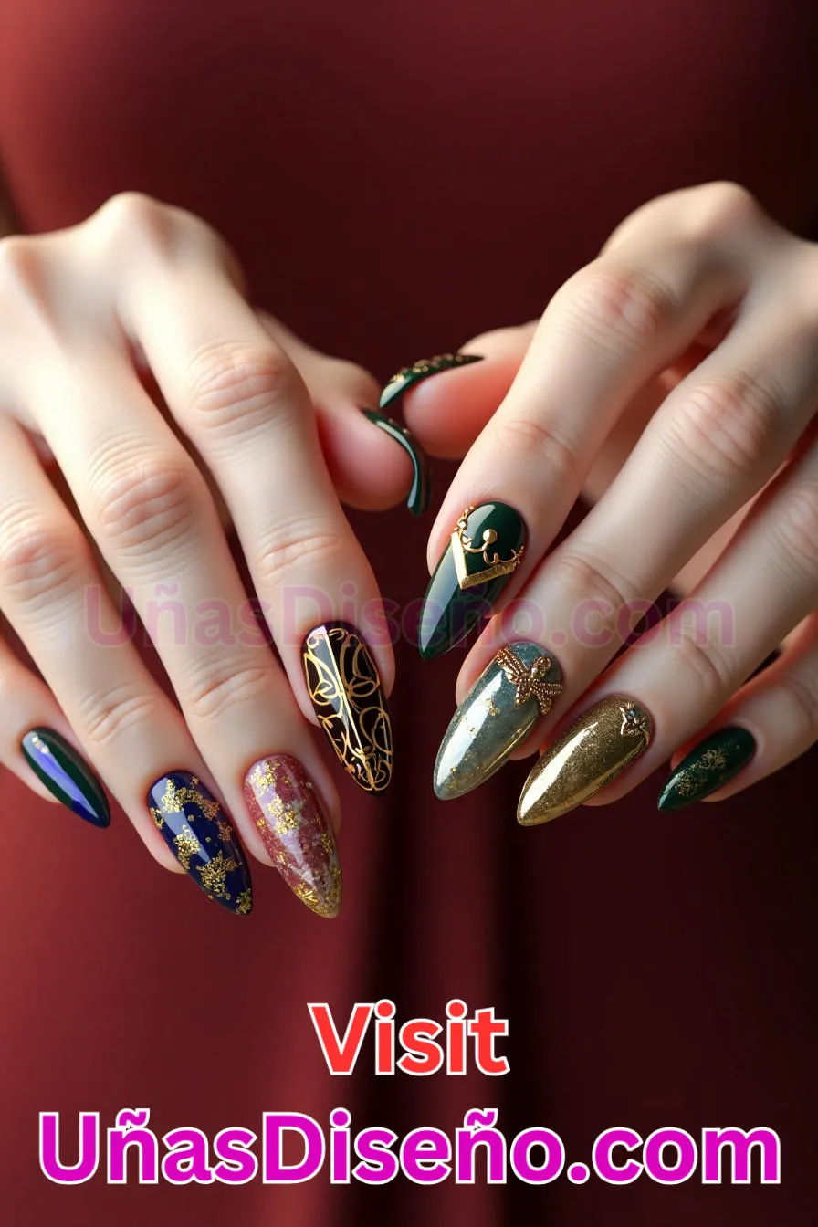 21. Royal Gold Accents Almendra - Reinventa tu Manicura 25 Diseños de Uñas Almendra Impresionantes para (1).jpeg