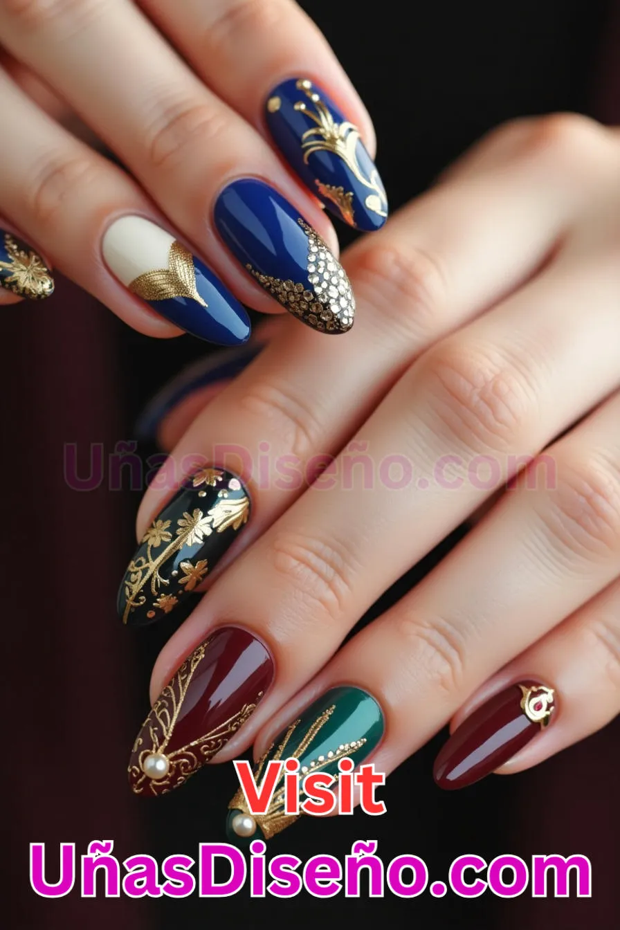 21. Royal Gold Accents Almendra - Reinventa tu Manicura 25 Diseños de Uñas Almendra Impresionantes para (2).jpeg