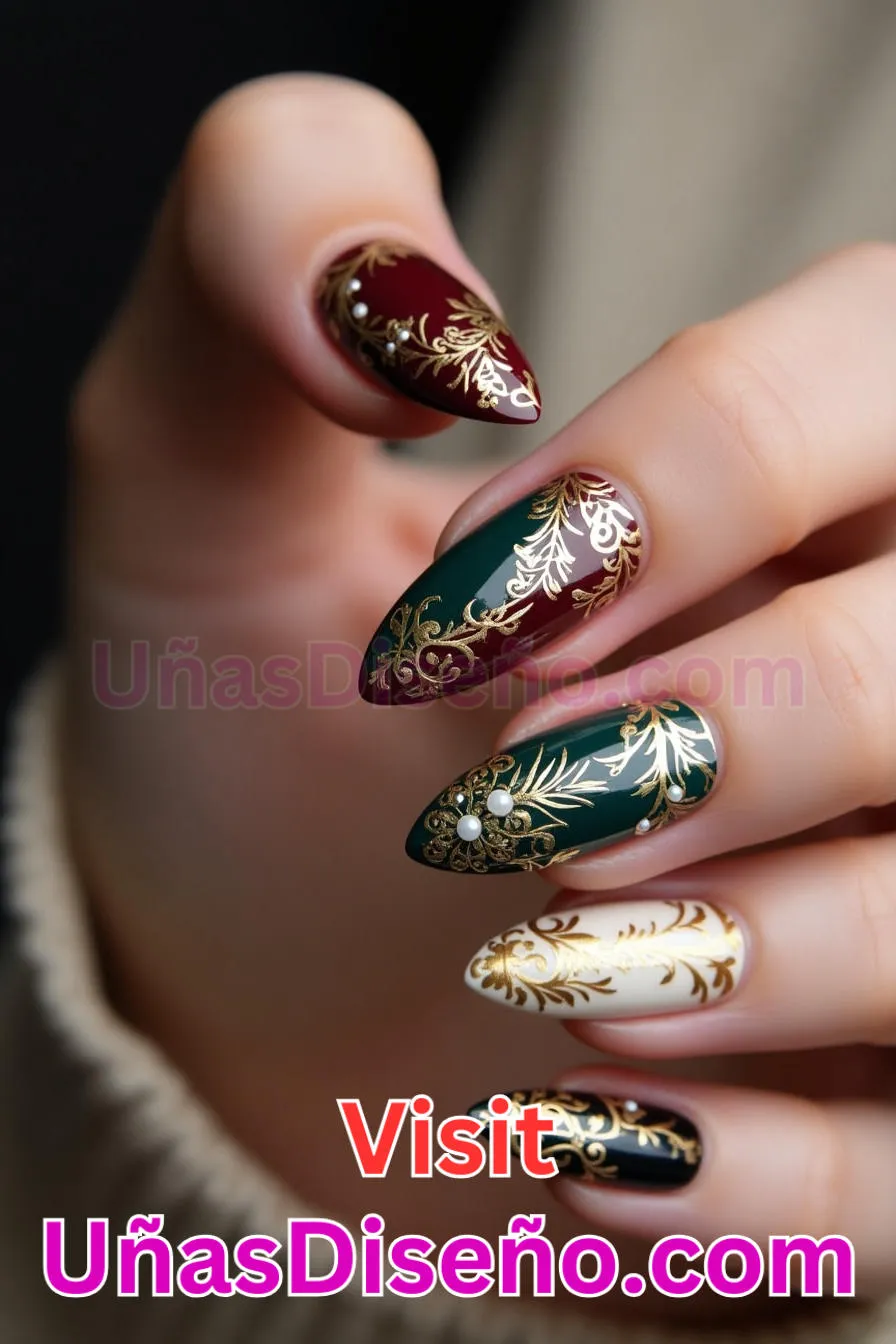 21. Royal Gold Accents Almendra - Reinventa tu Manicura 25 Diseños de Uñas Almendra Impresionantes para (3).jpeg