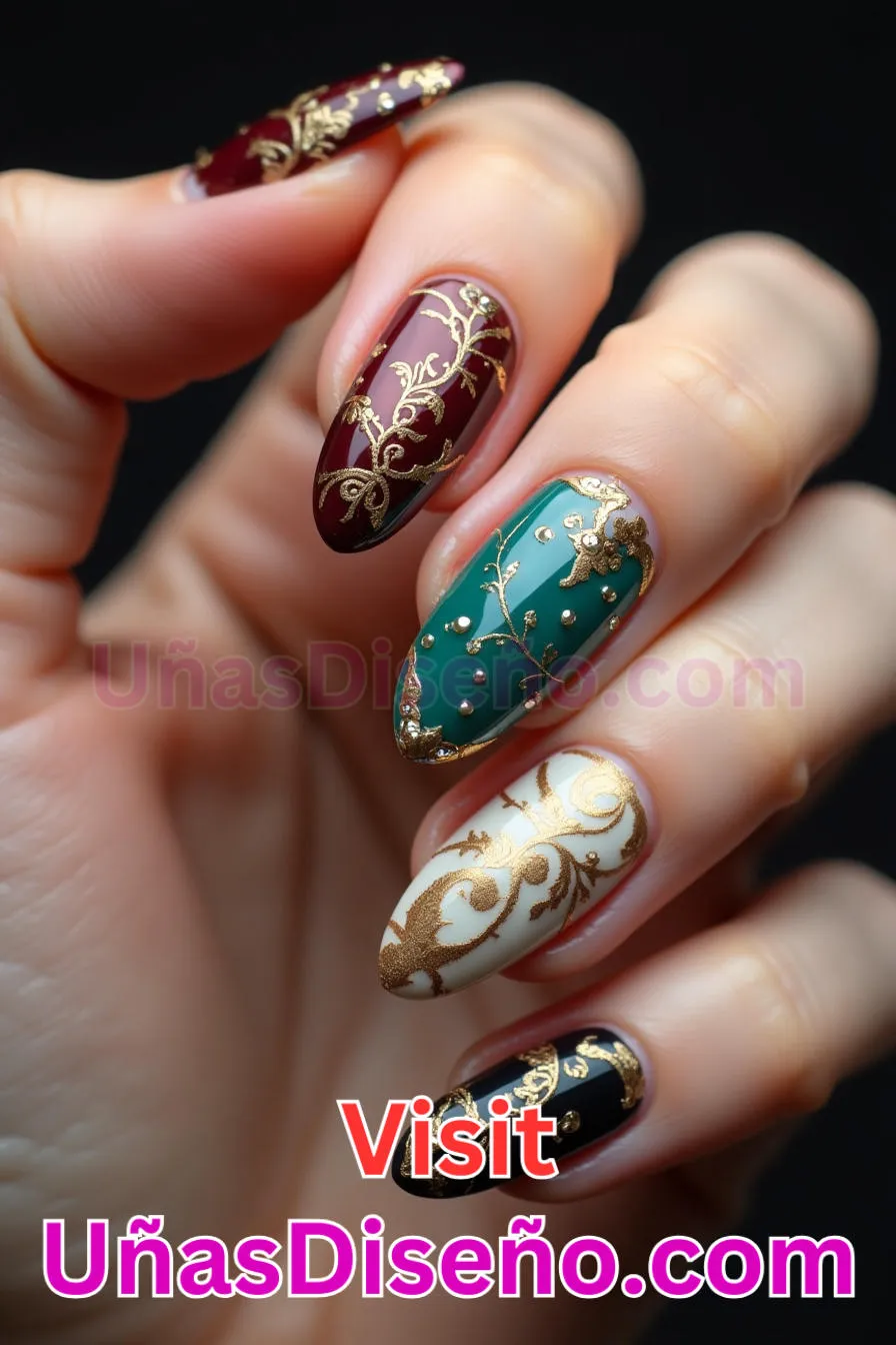 21. Royal Gold Accents Almendra - Reinventa tu Manicura 25 Diseños de Uñas Almendra Impresionantes para (4).jpeg