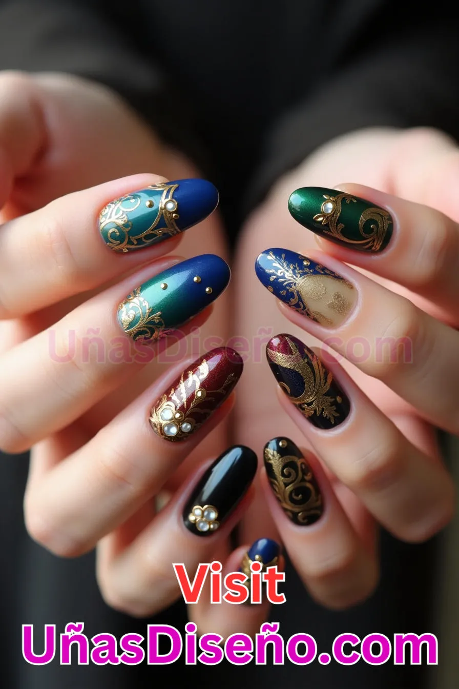 21. Royal Gold Accents Almendra - Reinventa tu Manicura 25 Diseños de Uñas Almendra Impresionantes para (5).jpeg