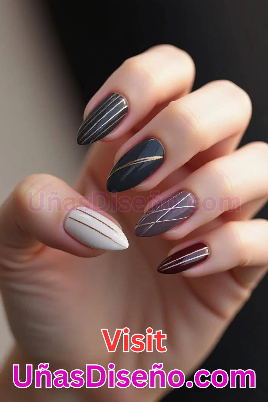 21. Sofisticación de rayas elegantes - Tendencias 2025 30 Estilos de Uñas Almendra que Marcan la Diferencia (1).jpeg