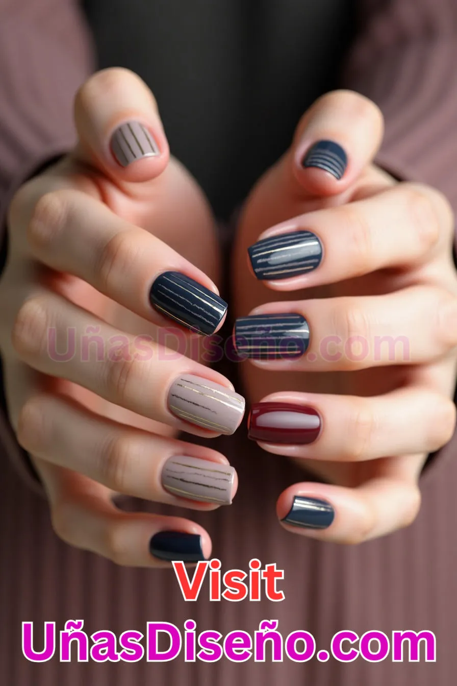 21. Sofisticación de rayas elegantes - Tendencias 2025 30 Estilos de Uñas Almendra que Marcan la Diferencia (3).jpeg