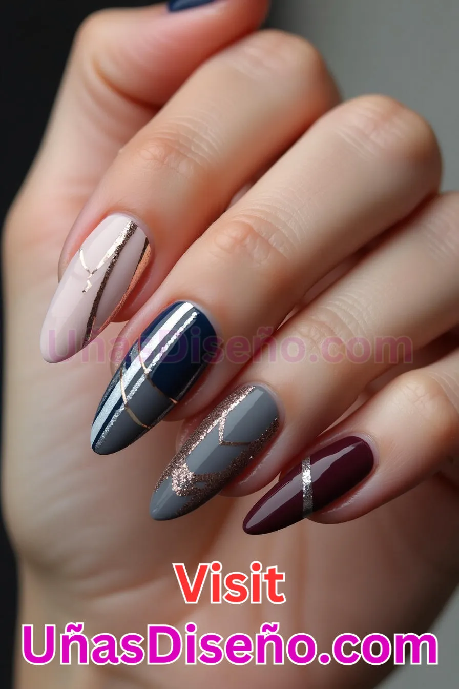 21. Sofisticación de rayas elegantes - Tendencias 2025 30 Estilos de Uñas Almendra que Marcan la Diferencia (4).jpeg