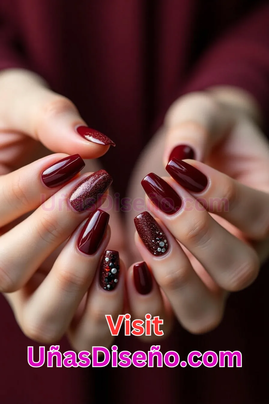 22 Diseños de uñas brillantes Oxblood mejores diseños de uñas acrílicas para una manicura elegante y duradera 4.jpeg