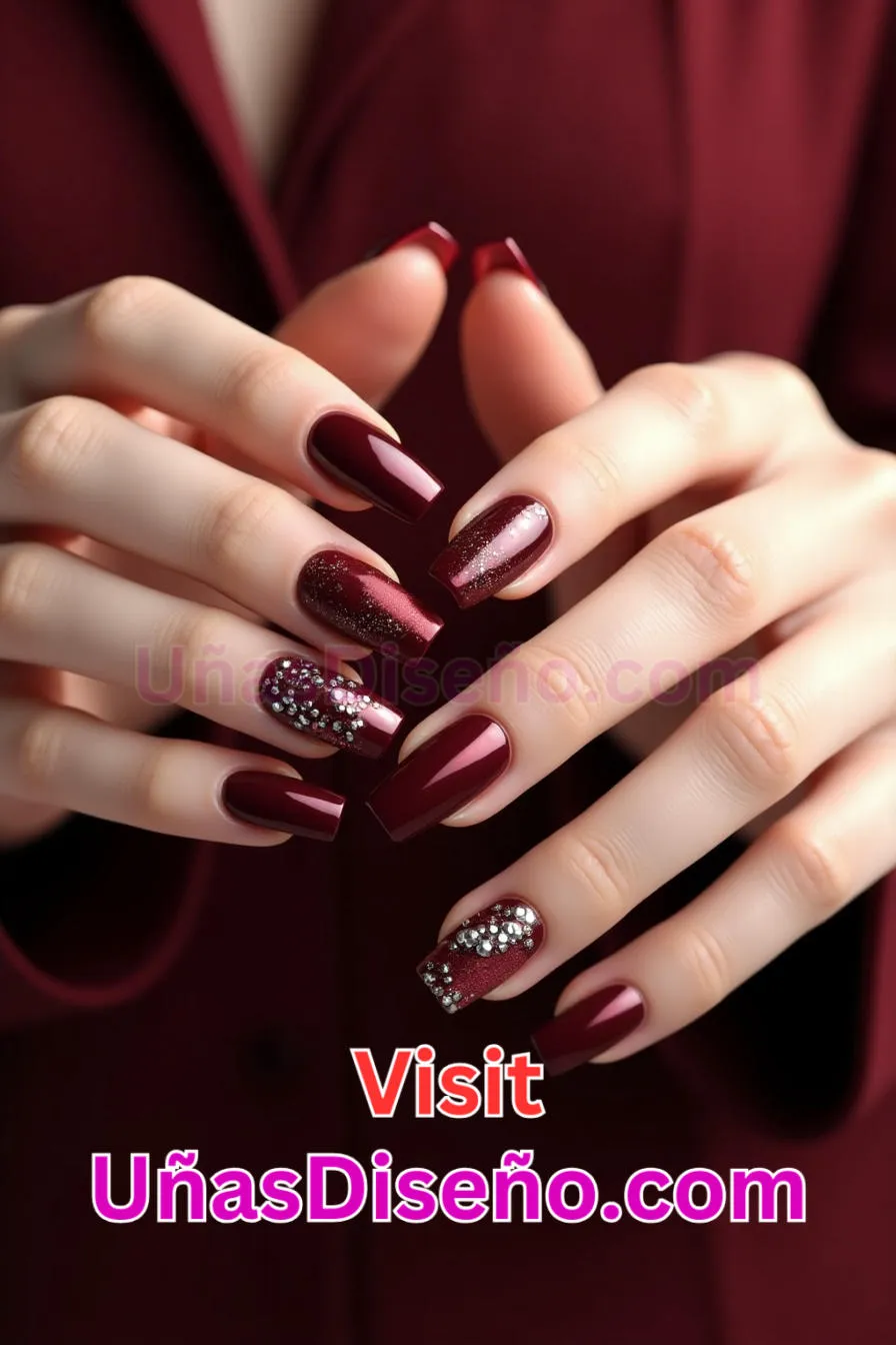 22 Diseños de uñas brillantes Oxblood mejores diseños de uñas acrílicas para una manicura elegante y duradera 7.jpeg