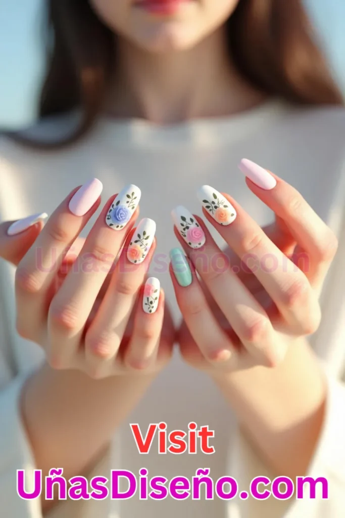 22. Diseños de uñas con estampado floral y suaves detalles de rosas pastel (2).jpeg