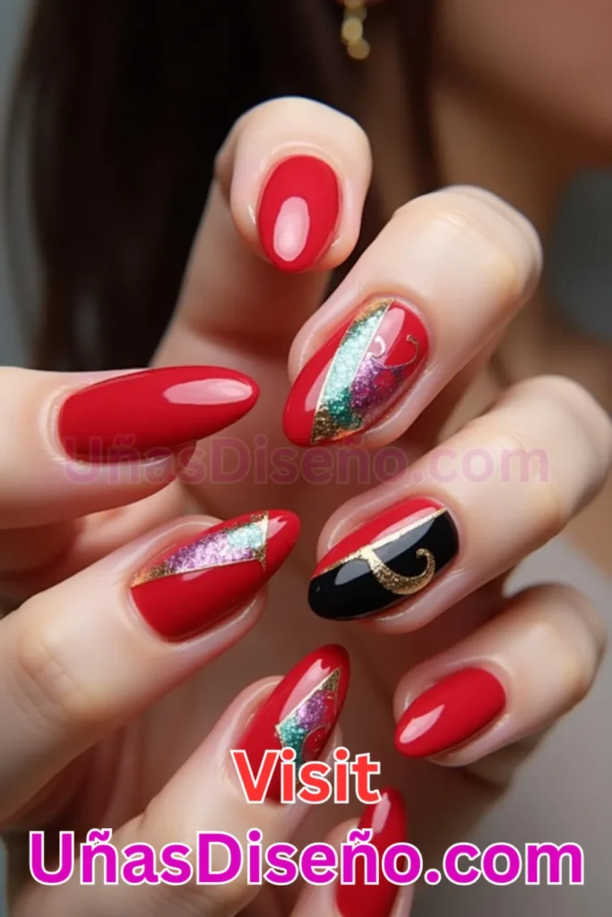 22. Impecables diseños de uñas almendrados en rojo cereza bomba (1)