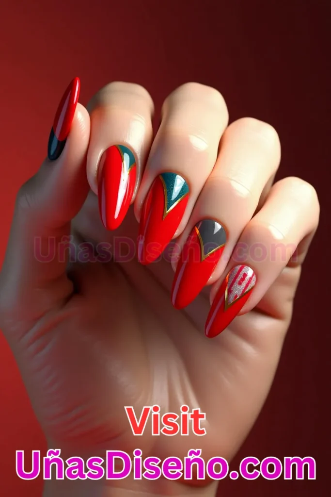 22. Impecables diseños de uñas almendrados en rojo cereza bomba (2)