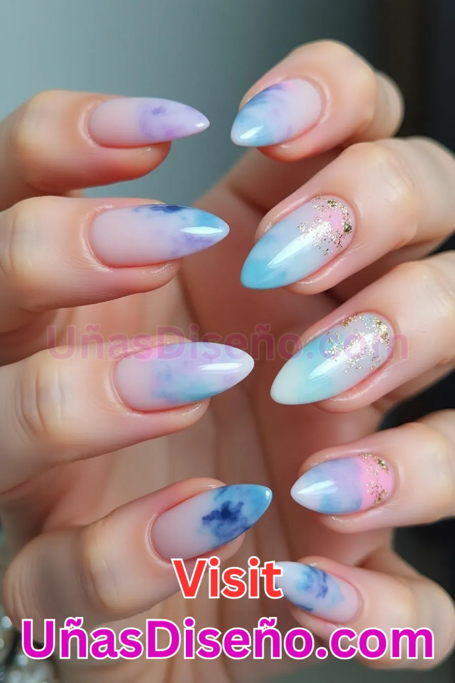 22. Susurro de acuarela - Tendencias 2025 30 Estilos de Uñas Almendra que Marcan la Diferencia (7).jpeg