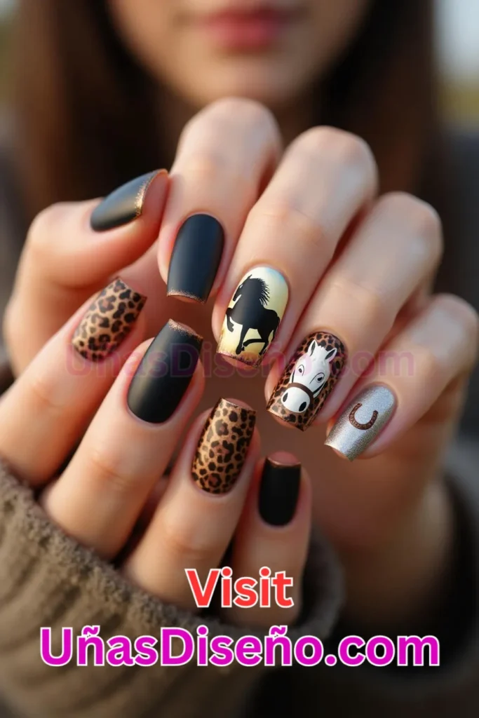 23. Caballo Diseños de uñas - 51 Diseños de uñas con estampado animal para combinar a la perfección con tus vestidos (1).jpeg