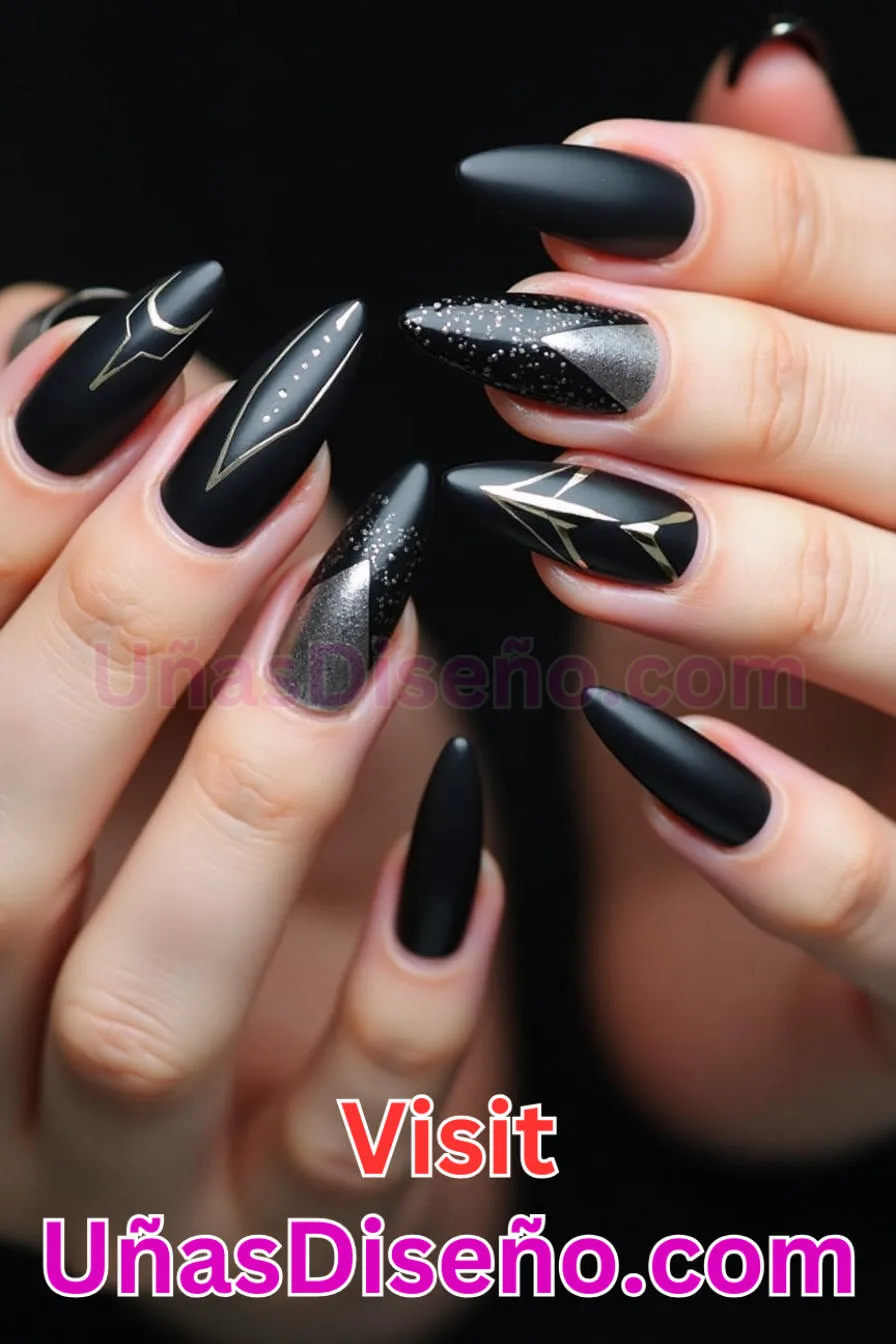 23. Edgy Blackout Vibes - Tendencias 2025 30 Estilos de Uñas Almendra que Marcan la Diferencia (4).jpeg
