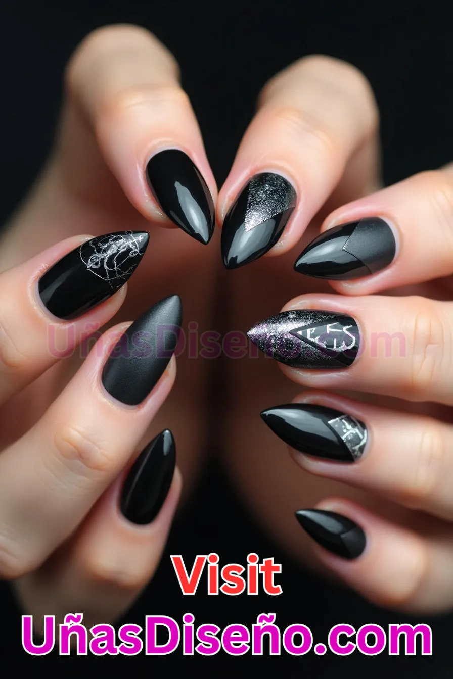 23. Edgy Blackout Vibes - Tendencias 2025 30 Estilos de Uñas Almendra que Marcan la Diferencia (7).jpeg