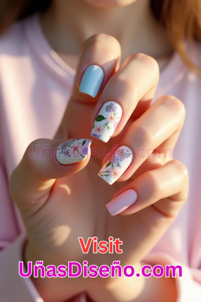 24. Acentos florales - 25 diseños de uñas semipermanentes únicos para un estilo duradero y sofisticado (1).jpeg