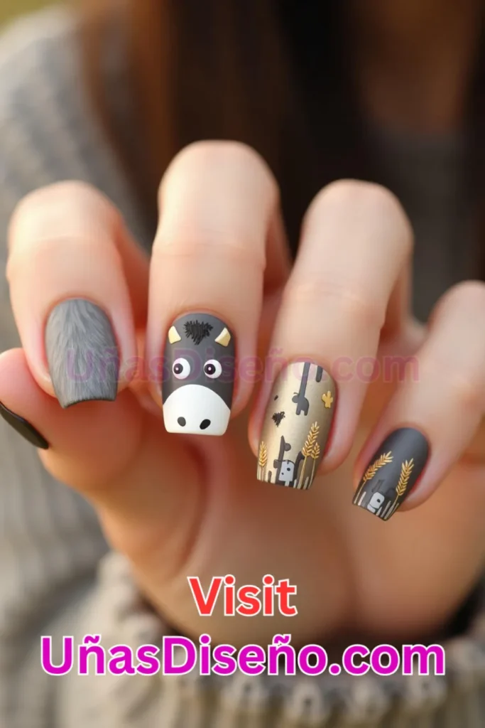 24. Burro Diseños de uñas - 51 Diseños de uñas con estampado animal para combinar a la perfección con tus vestidos (1).jpeg