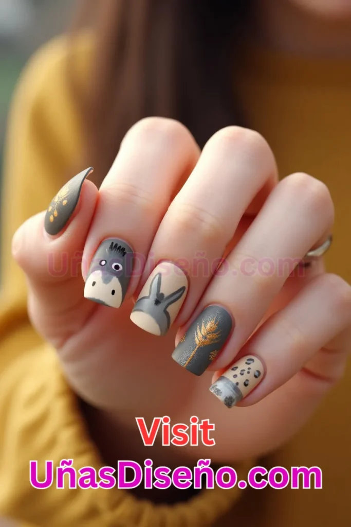 24. Burro Diseños de uñas - 51 Diseños de uñas con estampado animal para combinar a la perfección con tus vestidos (3).jpeg