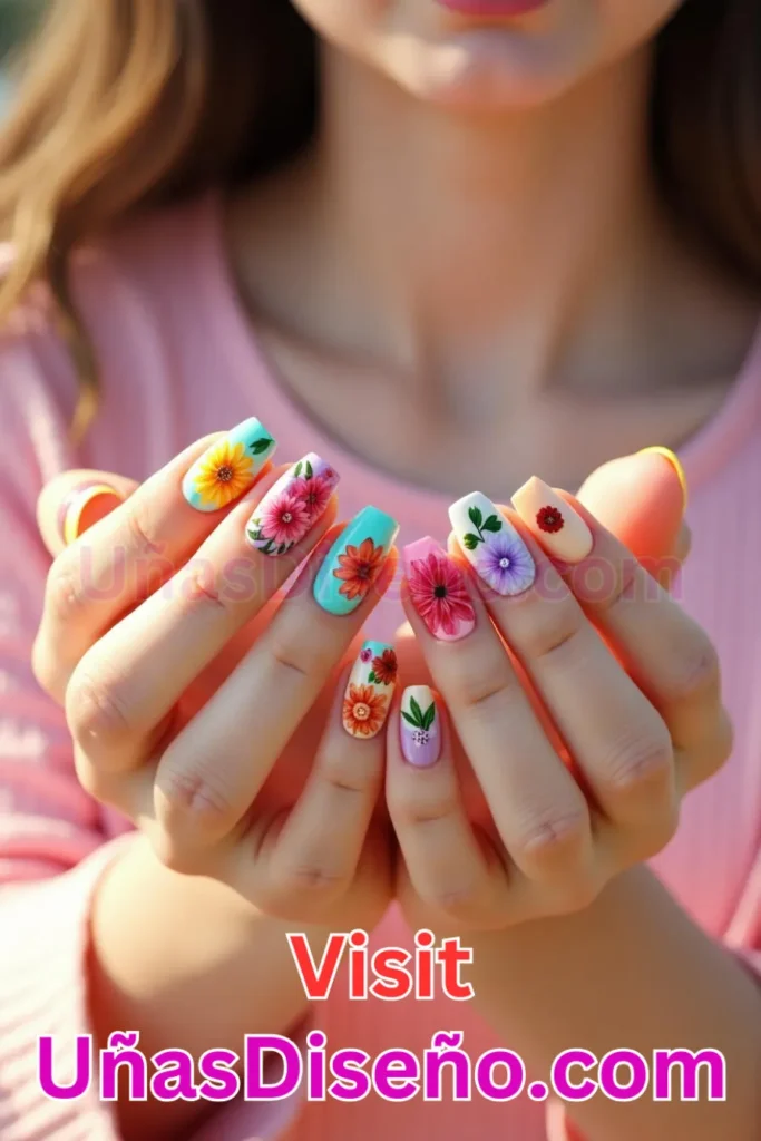 24. Diseños de uñas con estampado floral y brillantes dibujos de dalias (1).jpeg