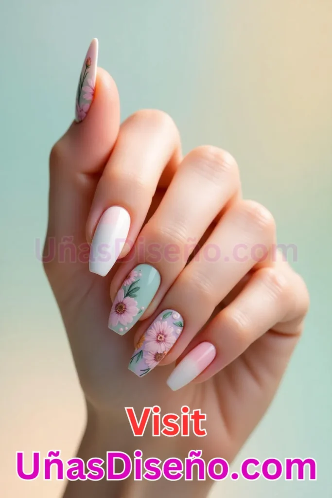 24. Flor Botánica - 25 fascinantes ideas de esmaltes de uñas de gel para un look de salón perfecto (1).jpeg