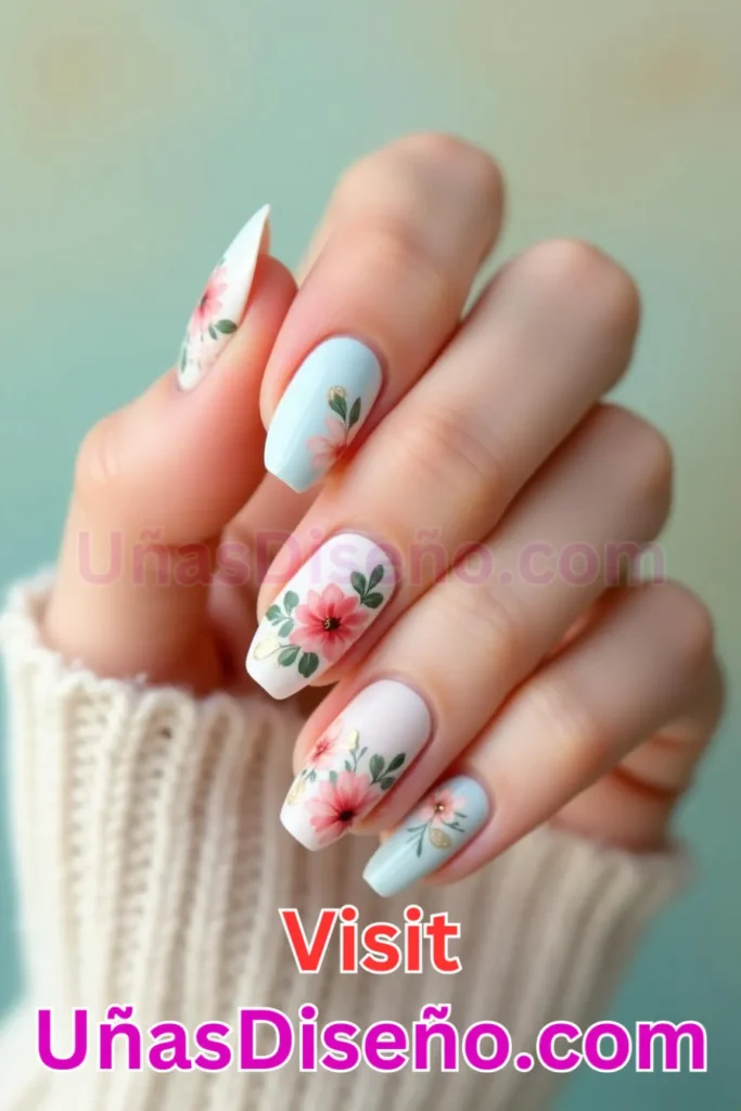 24. Flor Botánica - 25 fascinantes ideas de esmaltes de uñas de gel para un look de salón perfecto (3).jpeg