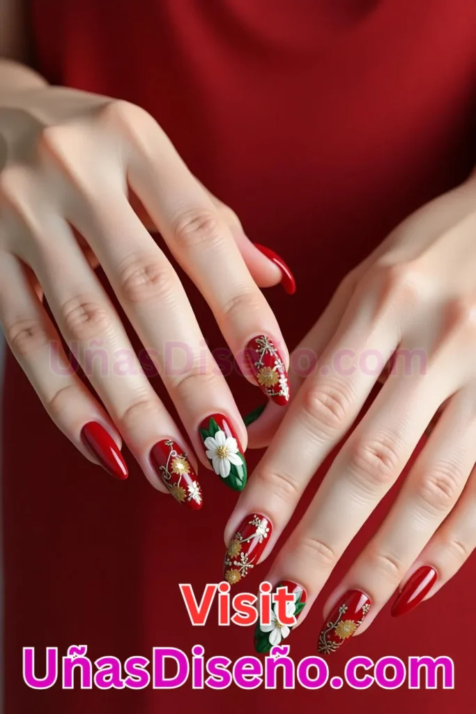 24. Floral Éxtasis en Rojo Vivo Diseños de Uñas Navideñas (2).jpeg