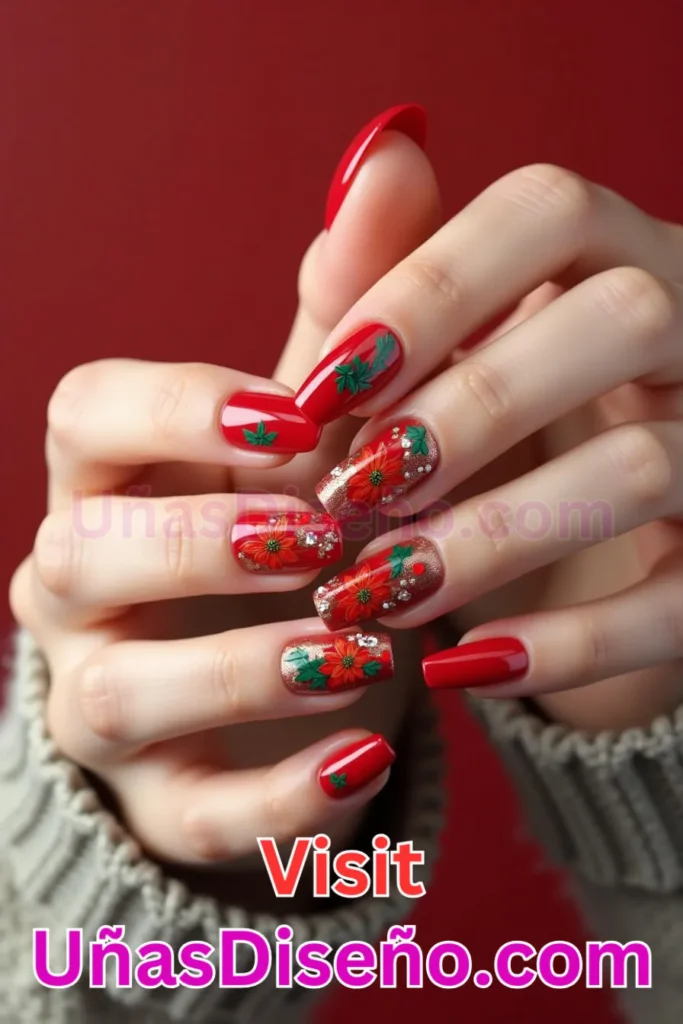 24. Floral Éxtasis en Rojo Vivo Diseños de Uñas Navideñas (3).jpeg