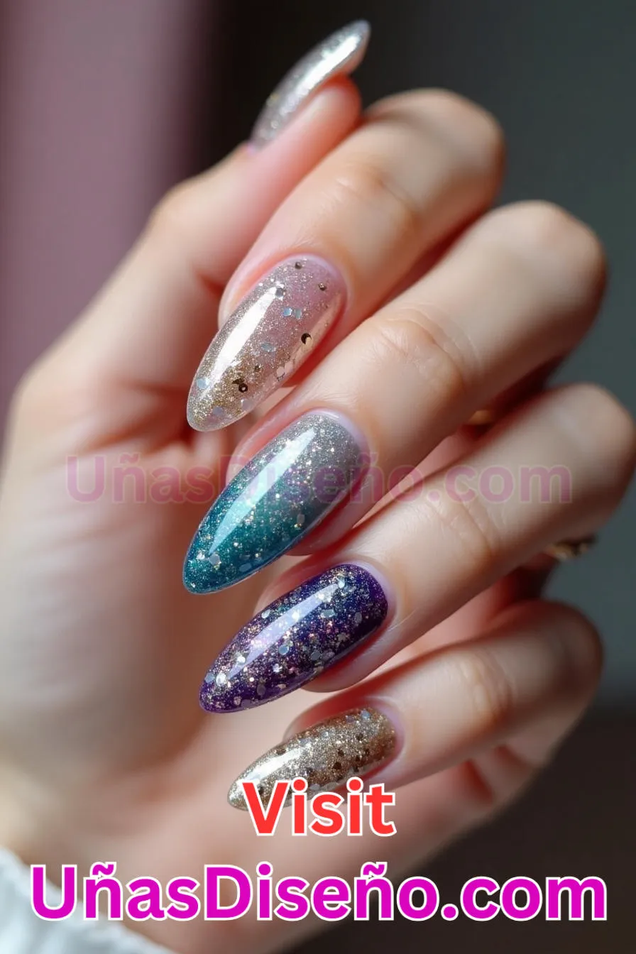 24. Glam Glitter Gradient - Tendencias 2025 30 Estilos de Uñas Almendra que Marcan la Diferencia (7).jpeg